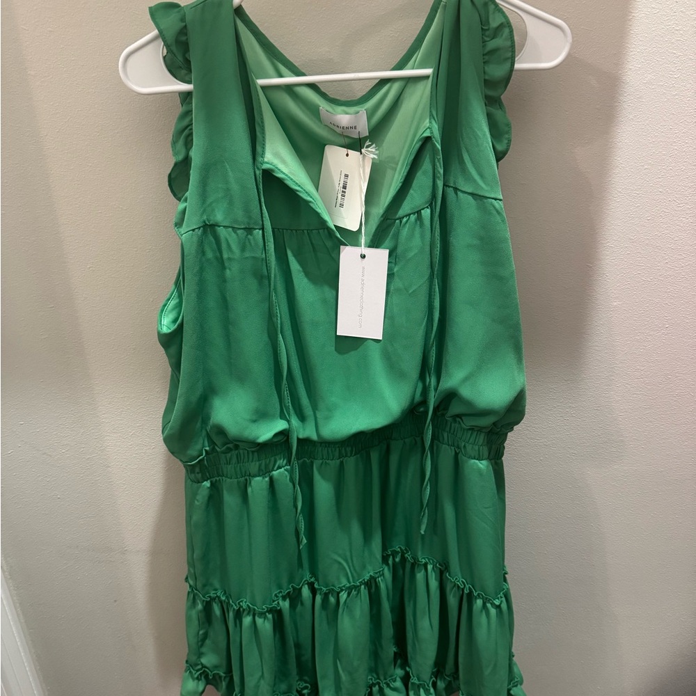 Green Sleeveless Ruffle Dress